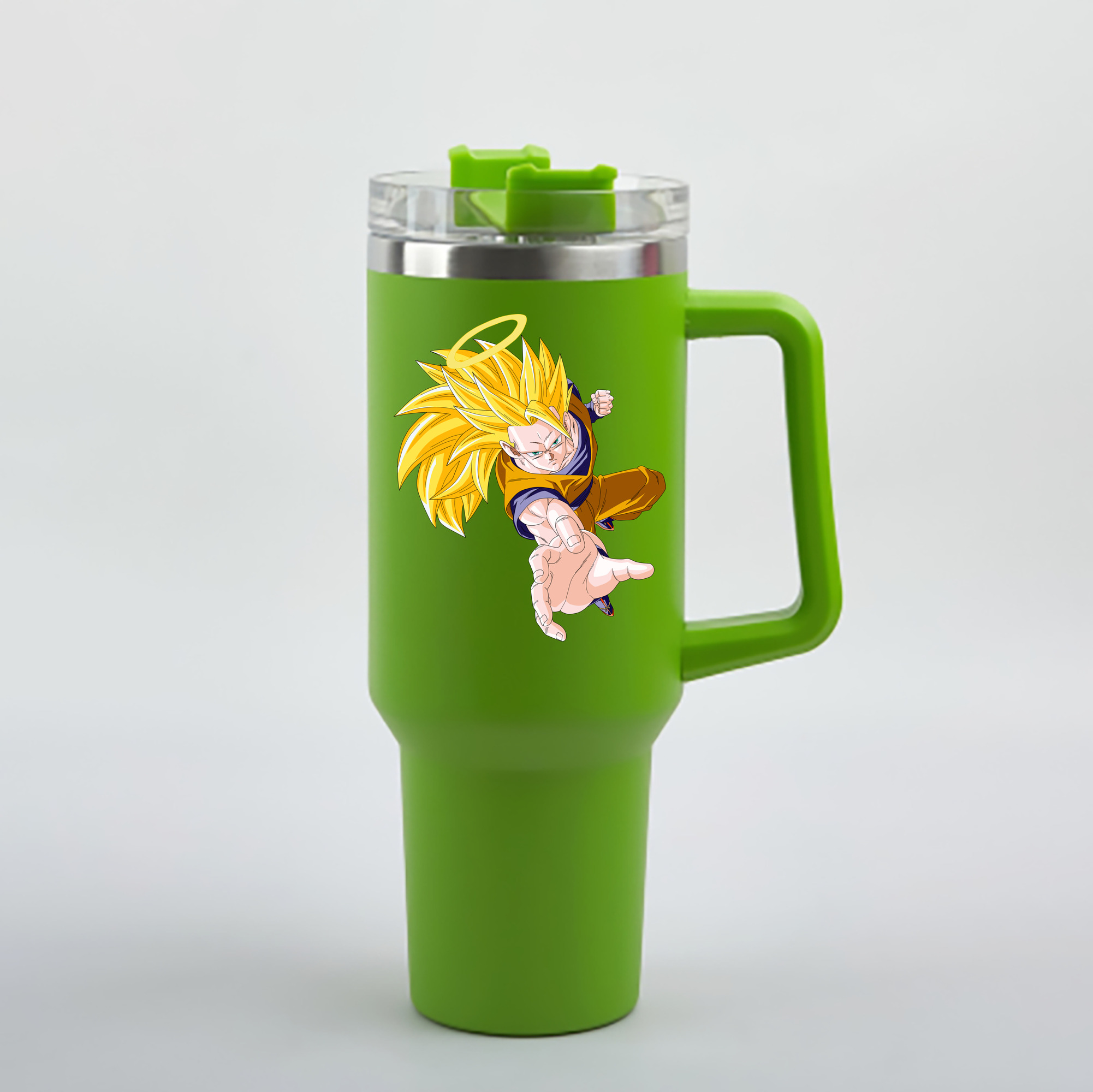 （画像用） ドラゴンボール 孫悟空（そん ごくう）Son Goku カカロット DRAGON BALL Kakarotto 1200mL車用タンブラー - クリスタルステッカー（プラスチックストロー付き）